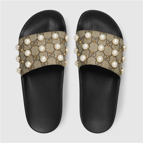 gucci pearl slides used|cheapest Gucci slides.